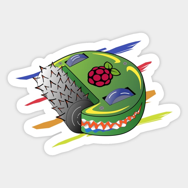 Battle robot with heart raspberry pi Sticker by manwel_ds